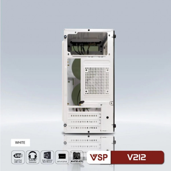 CASE MÁY TÍNH VSP V212 WHITE (TẶNG 2 FAN)