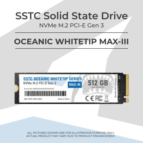 SSD NVME SSTC 512GB (ĐỌC 3500/ 3150MB/S) M2 PCI-E  Gen 3 Oceanic Whitetip -MAX -III