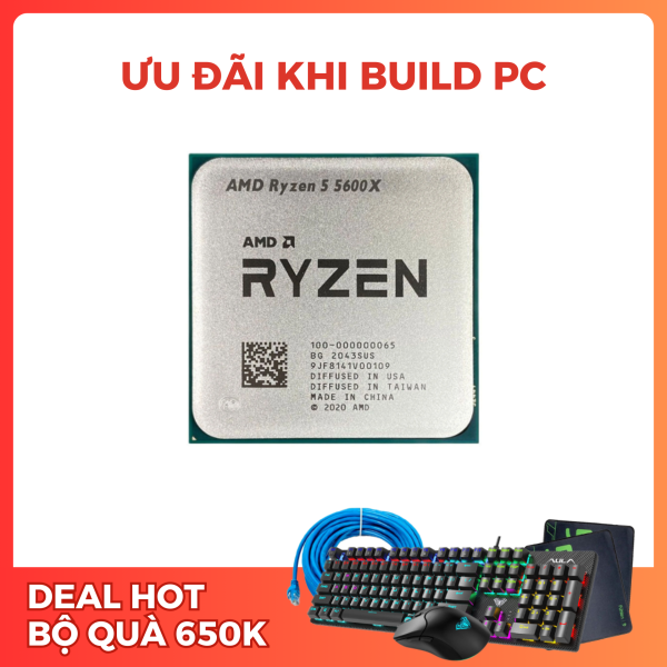 CPU AMD RYZEN 5 5600X  (3.7 GHZ UPTO 4.6GHZ / 35MB / 6 CORES, 12 THREADS / 65W / SOCKET AM4) TRAY