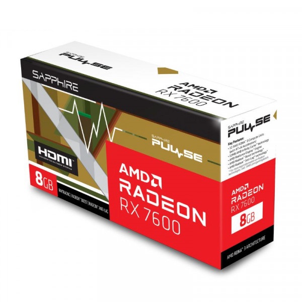 VGA SAPPHIRE PULSE AMD RADEON RX 7600 8GB GAMING OC 8GB
