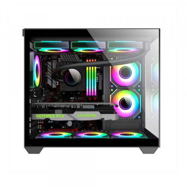 VỎ CASE MÁY TÍNH KENOO LUXE V2-3FA BLACK (KHÔNG FAN)