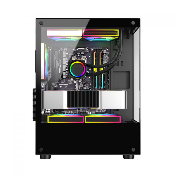 VỎ CASE VITRA ATLANTIS X6 BLACK (MATX/MÀU ĐEN/RAD 240) SẴN 3 FAN LED RGB