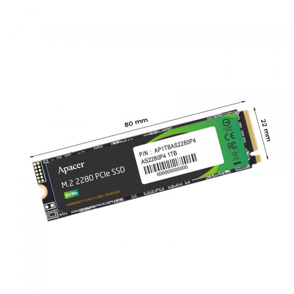 SSD NVME Apacer 256GB (Đọc/Ghi 2100Mb/s - 1200Mb/s)PCIe NVMe 3x4 - (AP256GAS2280P4-1)