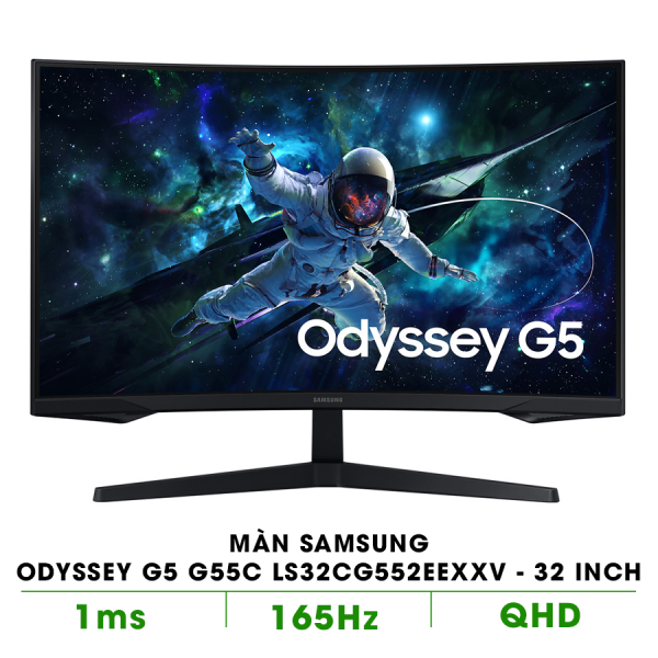 Màn Hình Gaming SAMSUNG Odyssey G5 G55C LS32CG552EEXXV (32.0 inch - 2K - VA - 165Hz - 1ms - FreeSync - HDR10 - Curved)