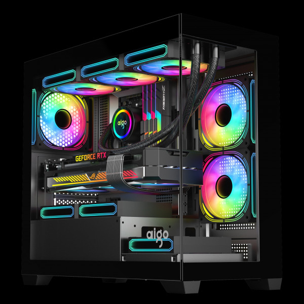 VỎ CASE AIGO C218M M-ATX BLACK - ( tặng 3 Fan Led build PC) 