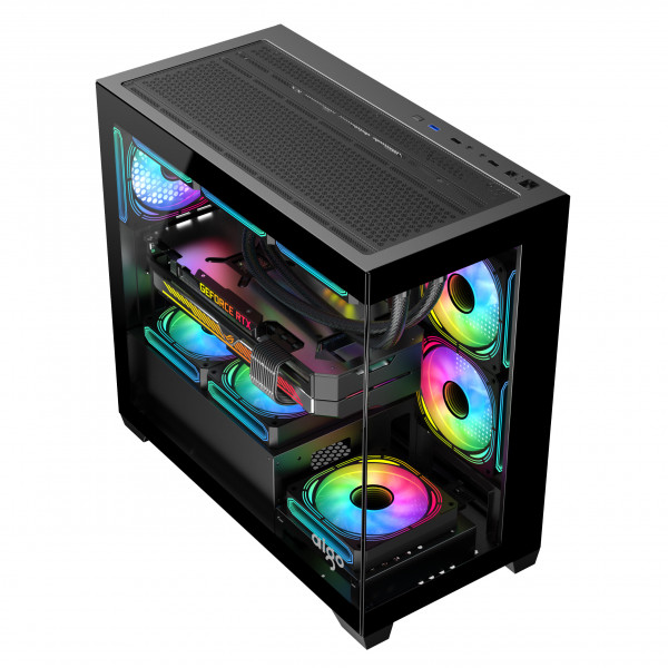 VỎ CASE AIGO C218M M-ATX BLACK - ( tặng 3 Fan Led build PC) 