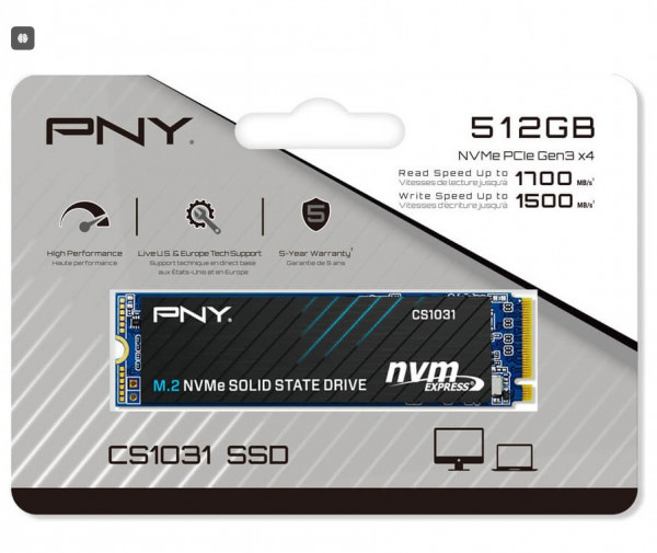 Ổ cứng SSD NVME M2-PCIe 512GB PNY CS1031 NVMe/2280 ( Đọc 1700MB/s - Ghi 1500MB/s)