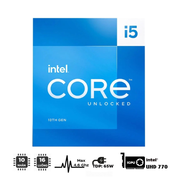 Cpu Intel Core I5-13400F TRAY (Up To 4.60GHz, 10 Nhân 16 Luồng, 20 MB Cache, LGA 1700)