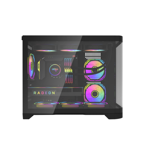 VỎ CASE AIGO AQUARIUM ARC1 KÍNH CONG BLACK (M-ATX/Màu Đen/Rad360) Không Fan