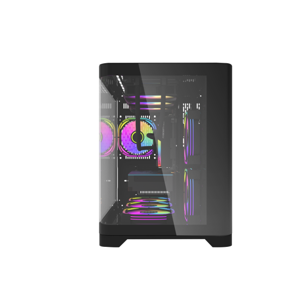 VỎ CASE AIGO AQUARIUM ARC1 KÍNH CONG BLACK (M-ATX/Màu Đen/Rad360) Không Fan