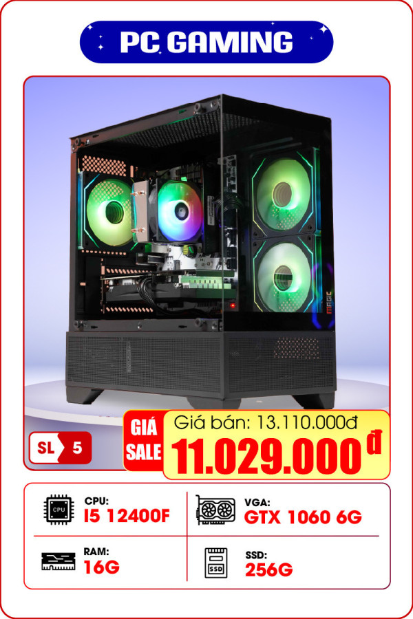 PC CORE I5 12400F |GTX 1060 6G| Ram 16G| NVME 256G