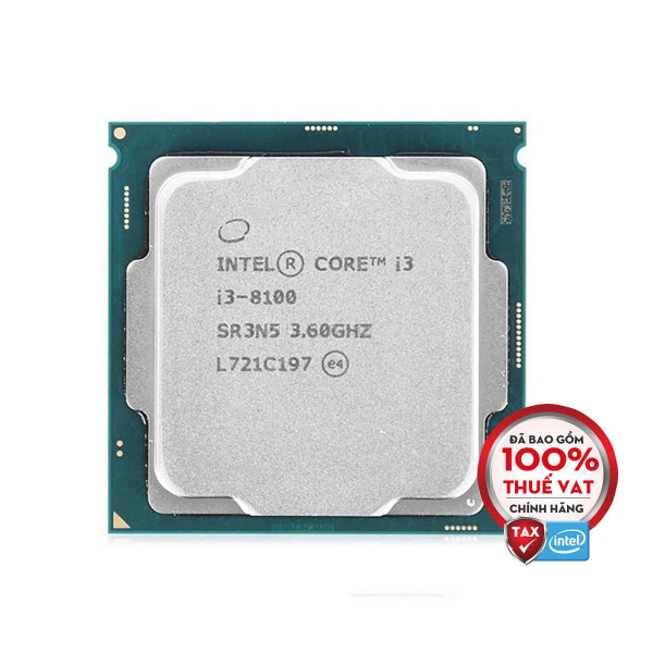 CPU INTEL CORE I3 8100 (3.60GHZ, 6M, 4 CORES 4 THREADS, FCLGA1151) (TRAY CHƯA GỒM FAN)