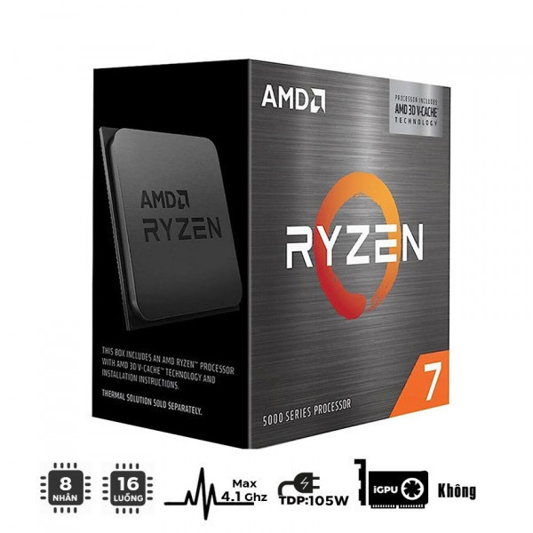 CPU AMD Ryzen 7 5700X3D 3.0 GHz (4.1 GHz Max Boost)/ 100 MB Cache/ 8 Nhân/ 16 Luồng) TRAY