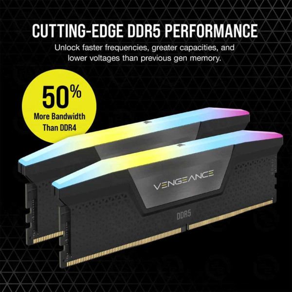 KIT RAM CORSAIR VENGEANCE RGB 96GB (2X48GB) 5600MHZ DDR5 CMH96GX5M2B5600C40