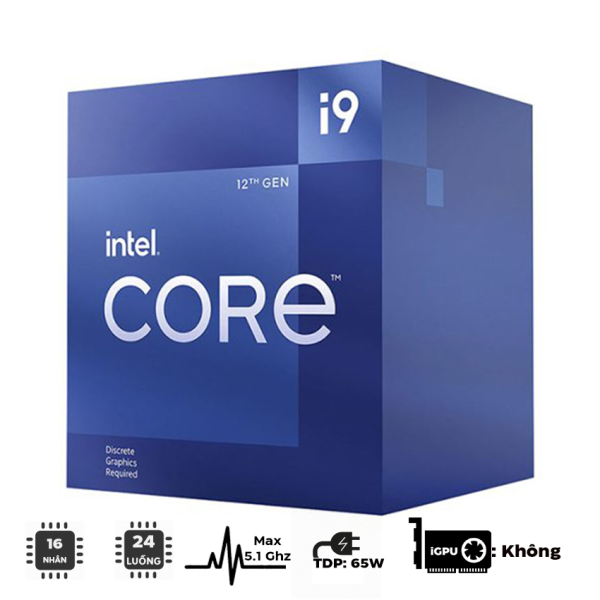 CPU Intel Core i9 12900F TRAY (2.4GHz turbo up to 5.1Ghz, 16 nhân 24 luồng, 30MB Cache, 65W) - Socket Intel LGA 1700/Alder Lake)