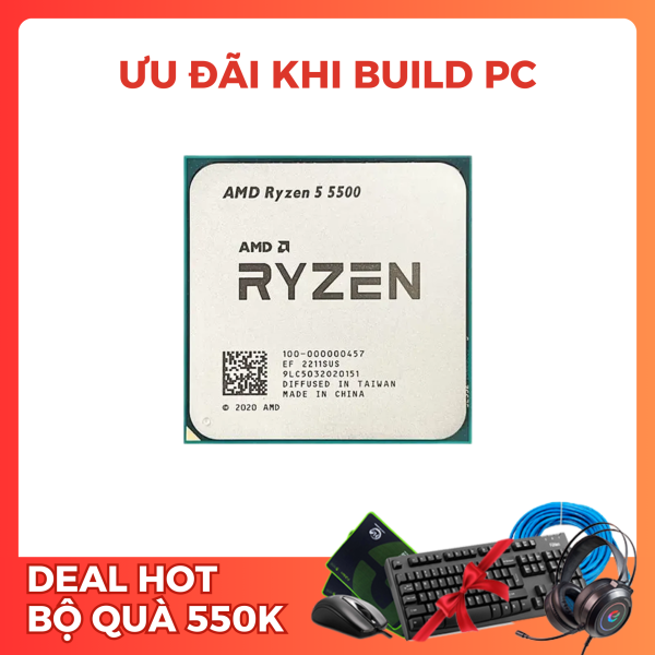 CPU AMD Ryzen 5 5500 TRAY (AMD AM4 - 6 Core - 12 Thread - Base 3.6Ghz - Turbo 4.2Ghz - Cache 19MB - No iGPU)