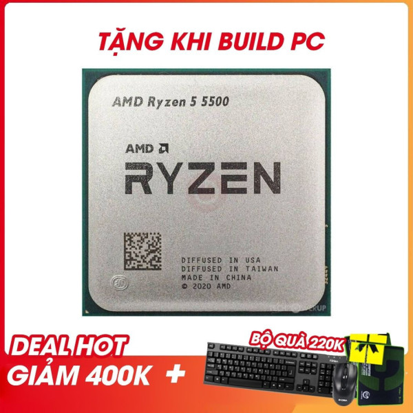 CPU AMD Ryzen 5 5500 TRAY (AMD AM4 - 6 Core - 12 Thread - Base 3.6Ghz - Turbo 4.2Ghz - Cache 19MB - No iGPU)