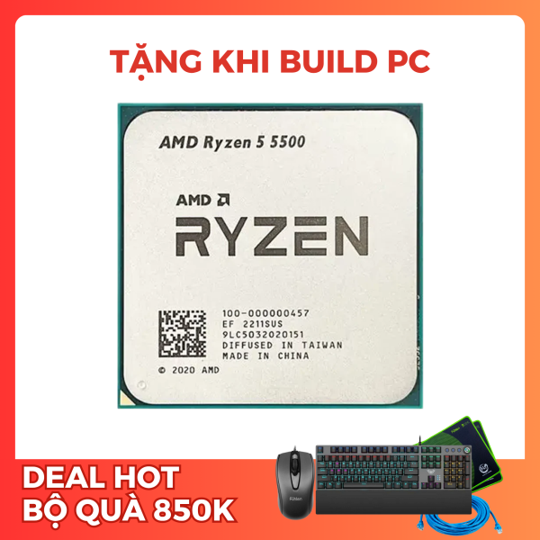 CPU AMD Ryzen 5 5500 TRAY (AMD AM4 - 6 Core - 12 Thread - Base 3.6Ghz - Turbo 4.2Ghz - Cache 19MB - No iGPU)