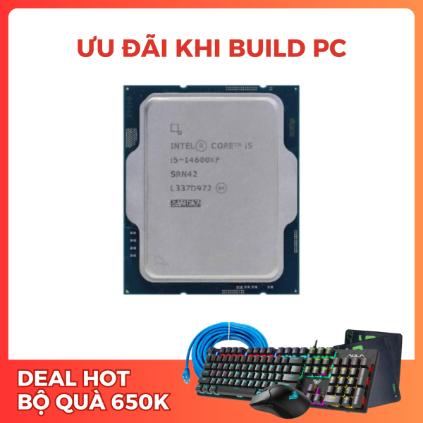 CPU Intel Core I5 14600KF TRAY (UP TO 5.3GHZ, 14 NHÂN 20 LUỒNG, 24MB CACHE, 125W) - SOCKET INTEL LGA 1700/Raptor Lake