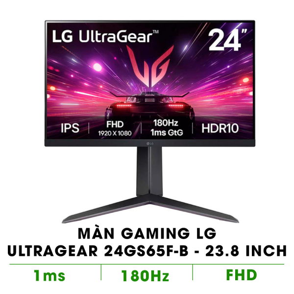 Màn Hình Gaming LG UltraGear 24GS65F-B (23.8 Inch/ Full HD/ 1ms/ 180Hz/ 300cd/m2/ IPS)
