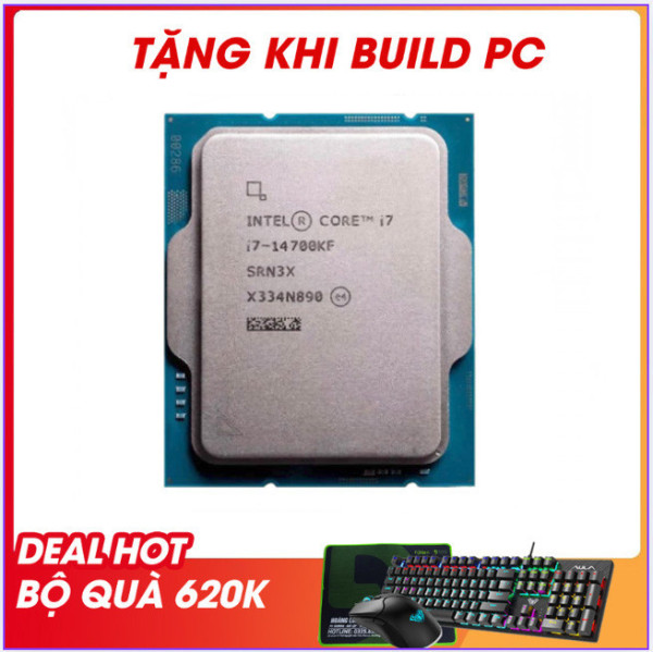CPU Intel Core i7 14700KF Tray (Up 5.6 GHz, 20 Nhân 28 Luồng, 33MB Cache, Raptor Lake)