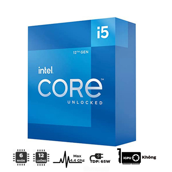 CPU INTEL CORE I5-12400F BOX(UP TO 4.40GHZ, 6 NHÂN 12 LUỒNG,18MB CACHE, SOCKET 1700)