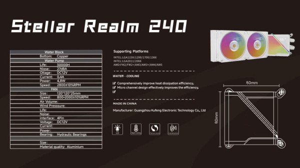 TẢN NHIỆT NƯỚC STELLAR REALM RAD 240 AGRB DIGITAL BLACK (MÀN HÌNH HIỂN THỊ NHIỆT ĐỘ)