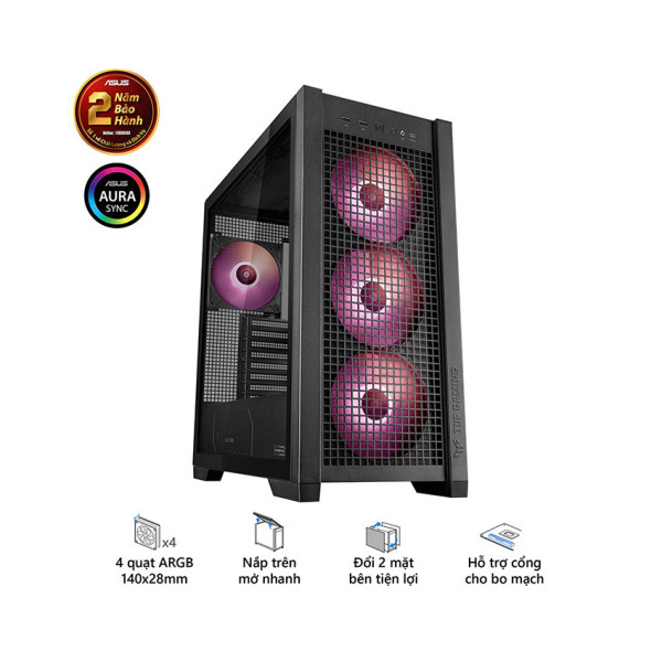 Vỏ Case Asus TUF Gaming GT302 ARGB Black (eATX/Full Tower/ Màu Đen/BTF)