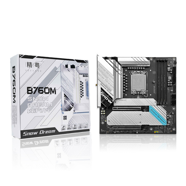 MAIN JGINYUE B760M SNOW DREAM WIFI DDR4 WHITE (VRM 14+1+1  chạy tốt Core I5 14600K trở lại)