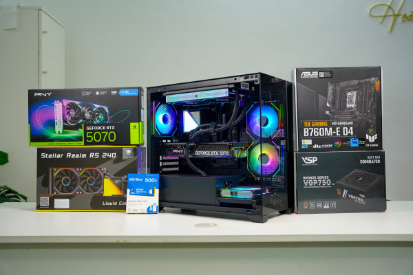 PC ĐỒ HỌA Core I5 14600KF | RAM 32G | RTX 5070 12G | NVME 512G | WIFI | Tản nước