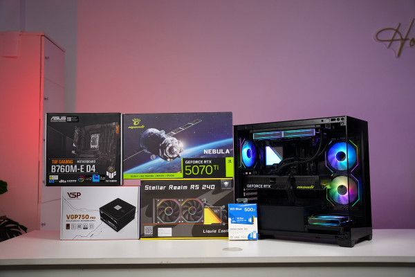 PC ĐỒ HỌA Core I5 14600KF | RAM 32G | RTX 5070 Ti 16G | NVME 512G | WIFI | Tản nước