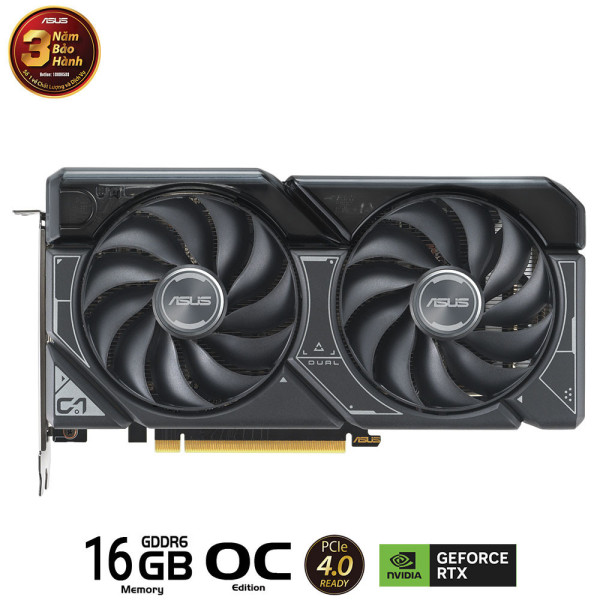 VGA ASUS DUAL GEFORCE RTX 4060 TI EVO OC 16GB DDR6 (DUAL-RTX4060TI-O16G-EVO)