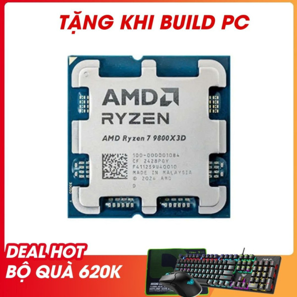 CPU AMD RYZEN 7 9800X3D TRAY (SOCKET AM5/ BASE 4.7 GHZ/ TURBO 5.2GHZ/ 8 CORES/ 16 THREADS/ CACHE 104MB)