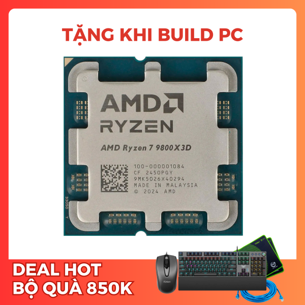 CPU AMD RYZEN 7 9800X3D TRAY (SOCKET AM5/ BASE 4.7 GHZ/ TURBO 5.2GHZ/ 8 CORES/ 16 THREADS/ CACHE 104MB)