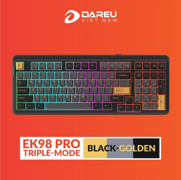BÀN PHÍM CƠ DAREU EK98 PRO TRIPLE MODE BLACK GOLDEN CLOUDSWITCH
