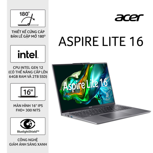 Laptop Acer Aspire Lite | Core i5 1235U | 16GB | 512GB | 16'' WUXGA | Win11