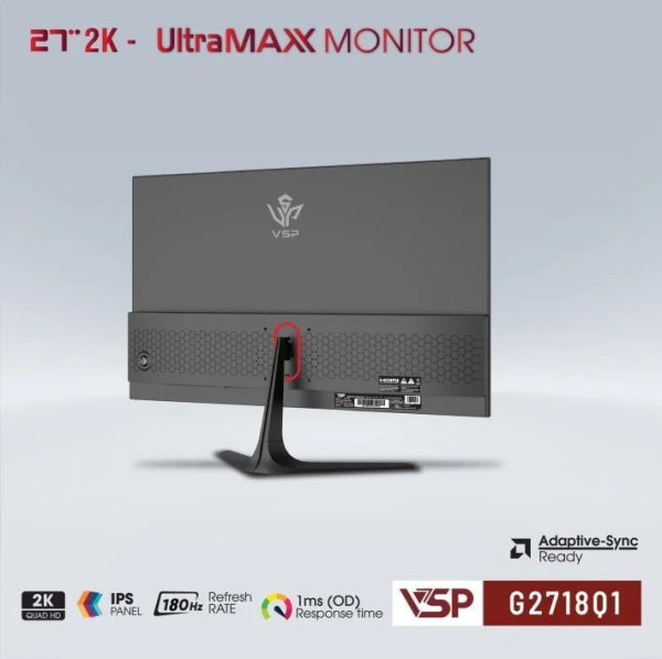 MÀN HÌNH GAMING VSP G2718Q1 (27 INCH, 2K, IPS, 180HZ, 1MS, ĐEN)