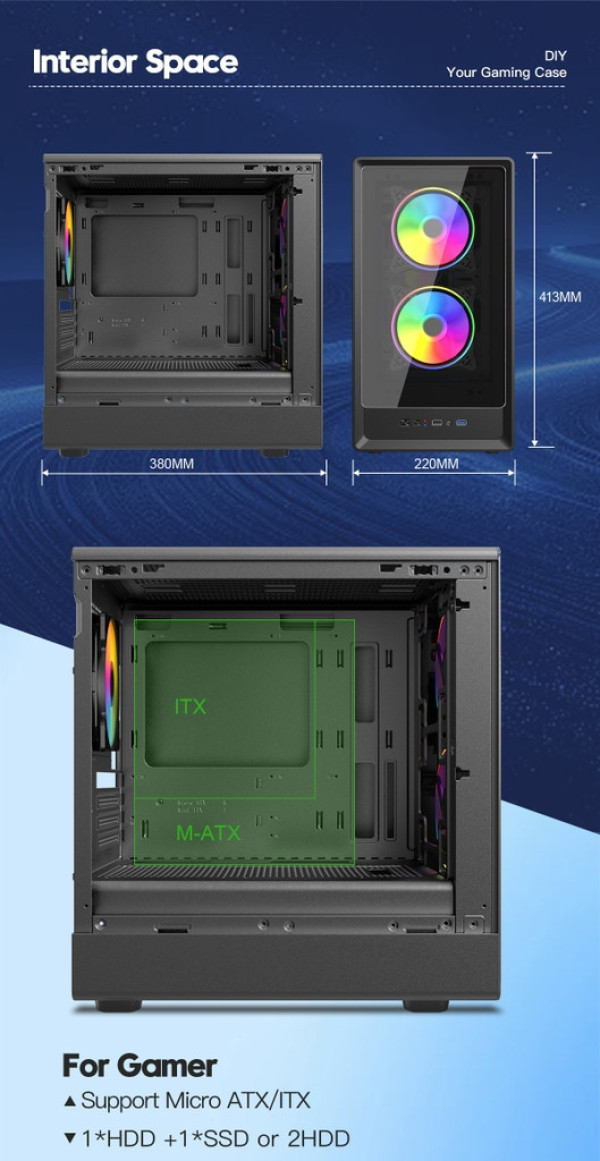 VỎ CASE KENOO ESPORT MK326 (MÀU ĐEN/ KHÔNG FAN)