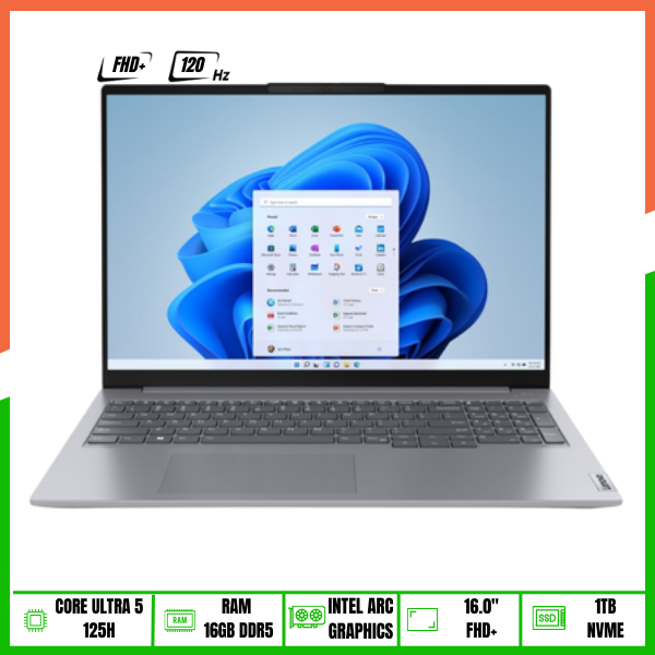 Laptop Lenovo ThinkBook 16 G7 IML (2024) (Intel Core Ultra 5 125H | 16GB | 1TB SSD | Intel Arc Graphics | 16' WUXGA IPS 120Hz | Win11 | Grey)