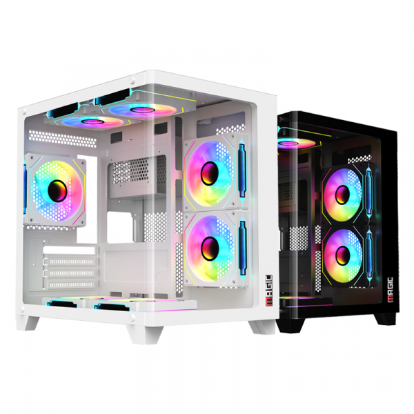 VỎ CASE MAGIC GM-02 HOẶC VỎ CASE KENOO ESPORT MK400 HOẶC VỎ CASE VSP GAMING X7  KÍNH CONG ĐEN SẴN 3 FAN NHƯ HÌNH