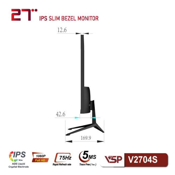 MÀN HÌNH VSP V2704S ĐEN (27 INCH/FULL HD/IPS/75HZ/5MS/PHẲNG)