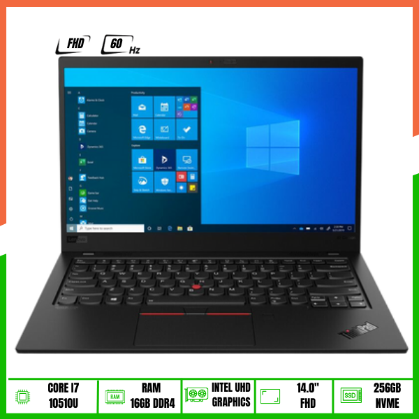 Laptop Lenovo ThinkPad X1 Carbon Gen 8 (Core i7-10510U | 16GB | 256GB SSD | Intel UHD Graphics | 14' FHD | Win11 | Đen)