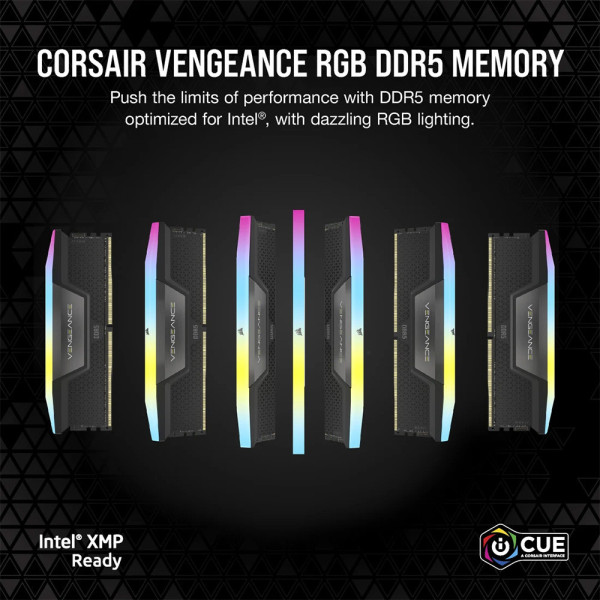 KIT RAM CORSAIR VENGEANCE RGB 64GB (2x32GB) DDR5 6000Mhz (CMH64GX5M2B6000C38)