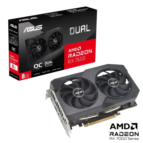 VGA Asus Dual Radeon RX 7600 V2 OC 8GB GDDR6 (DUAL-RX7600-O8G-V2)