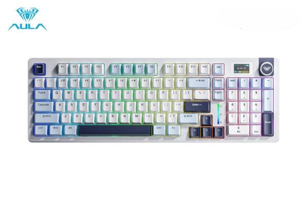 BÀN PHÍM CƠ AULA S98 PRO (XANH DƯƠNG+TRẮNG+TÍM ĐẬM/ NIMBUS V3 SWITCH/ 3 MODE)v