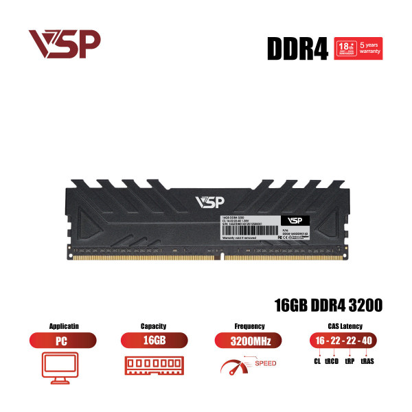RAM VSP 16GB (1*16GB) BUS 3200MHZ DDR4 BLACK