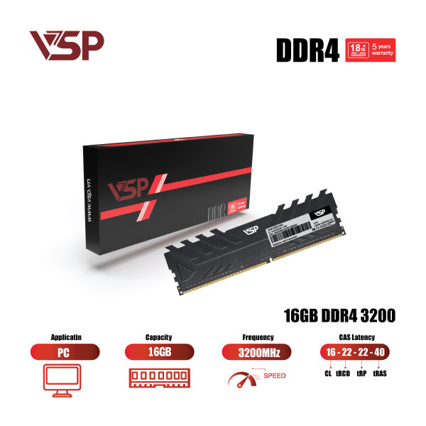 RAM VSP 16GB (1*16GB) BUS 3200MHZ DDR4 BLACK
