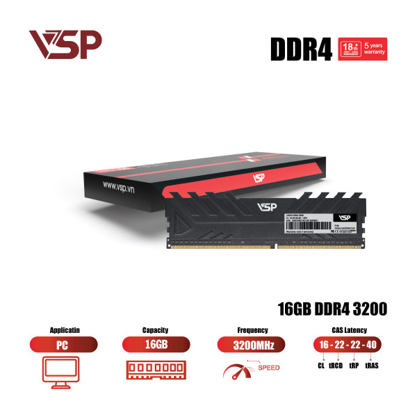 RAM VSP 16GB (1*16GB) BUS 3200MHZ DDR4 BLACK