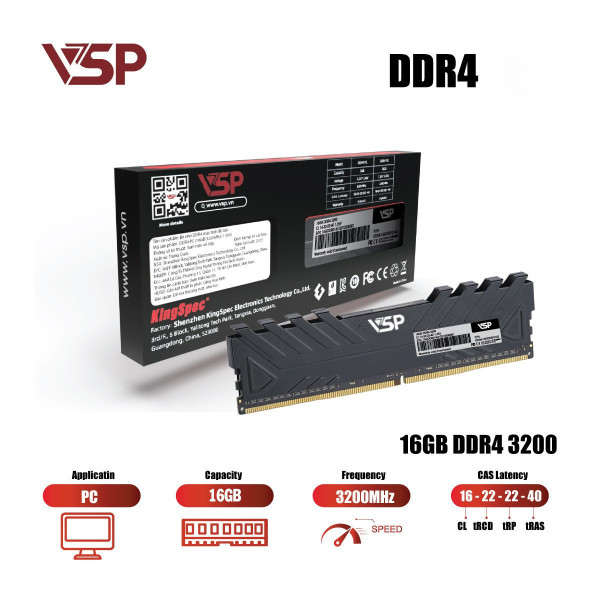 RAM VSP 16GB (1*16GB) BUS 3200MHZ DDR4 BLACK
