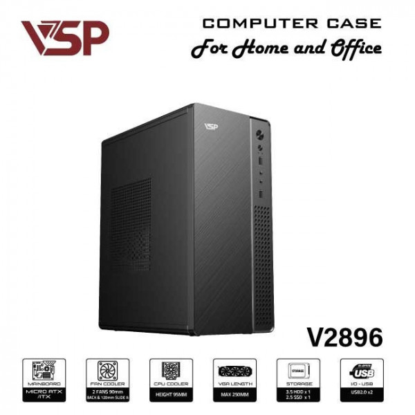 VỎ CASE COREX V01 BLACK | VỎ CASE VSP V2897/ V2896 (M-ATX/MÀU ĐEN/ KHÔNG FAN)